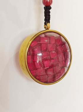 天然水晶方块颗粒吊坠