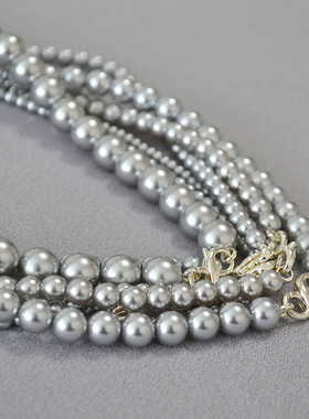 法式正圆珍珠拼接毛衣链