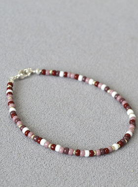 日本御幸米珠小众设计复古雅致红色波西米亚串珠日常简约气质项链