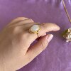 18K gold inlaid mutton fat white jade egg ring