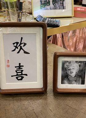 实木相框摆台黑胡桃色榫卯3 4寸照片创意拍立得摆台摆件