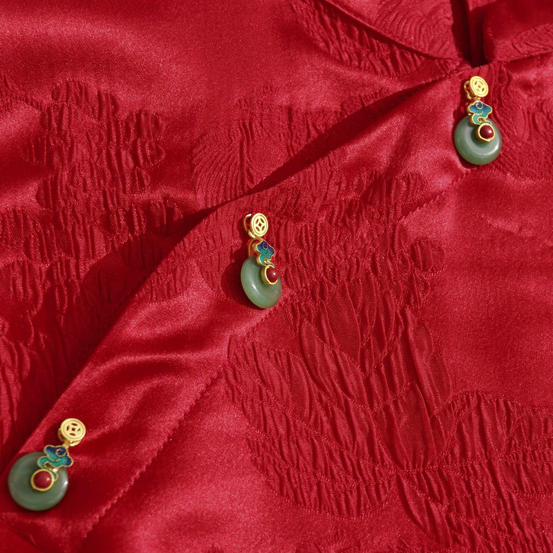 冠乐皱真丝连衣裙妈妈高贵喜婆婆婚宴装夏季大牌桑蚕丝改良旗袍女