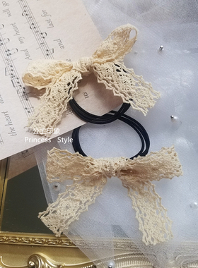 日韩风复古边夹双马尾蕾丝蝴蝶结