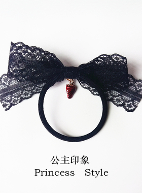 少女发夹草莓lolita蕾丝蝴蝶结