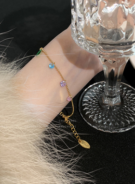 幸运7色锁骨链手链套装