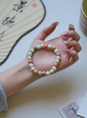 2026时尚春夏新款薄荷曼巴绿手串女生礼物古风串珠手工编织文艺新