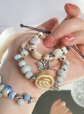 2026时尚手链不掉色女夏季小清新饰品原创简约新中式古风文艺编织