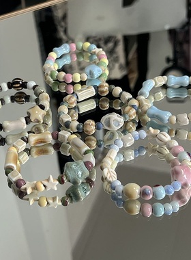 2026时尚景德镇陶瓷手链新不掉色女夏季百搭学生古风串珠手串小