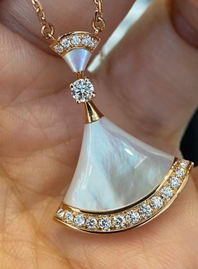 明星同款小扇子项链女18K不掉色