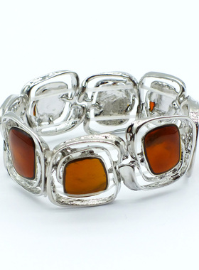 欧美时尚复古珐琅彩手镯夸张弹力手链