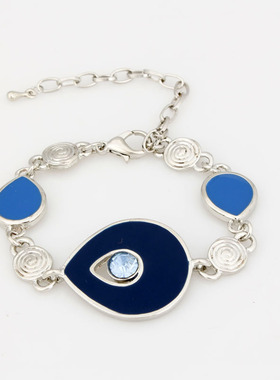 B164 欧美流行饰品中古夸张珐琅彩手链女士水滴形状滴油手链