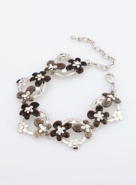 B87 欧美流行饰品中古大众珐琅彩爱心手链滴油桃心链条手链