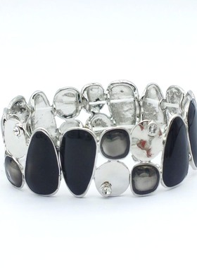 欧美时尚复古珐琅彩手镯女士夸张中古滴油弹力手链