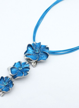 欧美外贸新款时尚百搭气质女款滴油花朵项链