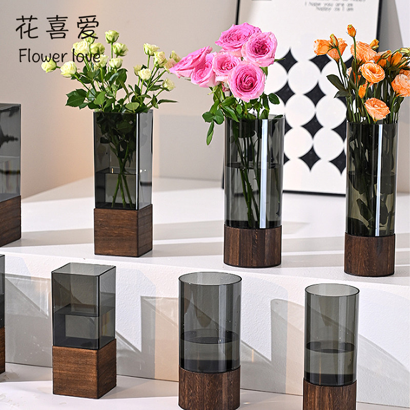 花喜爱高质感养花桶花束插花桶圆形花瓶塑料花桶花店装饰居家花瓶