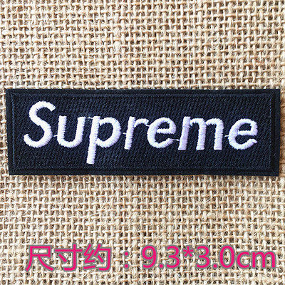 时尚经典刺绣花章补丁贴布贴supreme衣服装饰修补洞标长方形英文 狂野小魔女布贴店 淘优券
