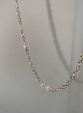 s925纯银意大利抽拉波纹链链毛衣项链女裸链可穿吊坠轻奢配饰