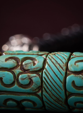 绿松石祥云纹挂件原生态项链吊坠