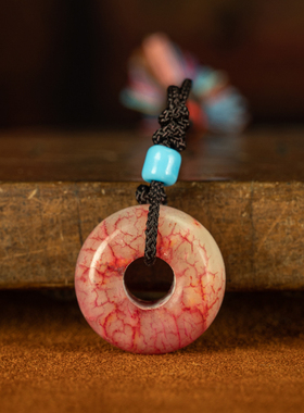 【秒杀】禅意文玩 冰润鸡血玉平安扣设计款吊坠项链车包挂件包邮