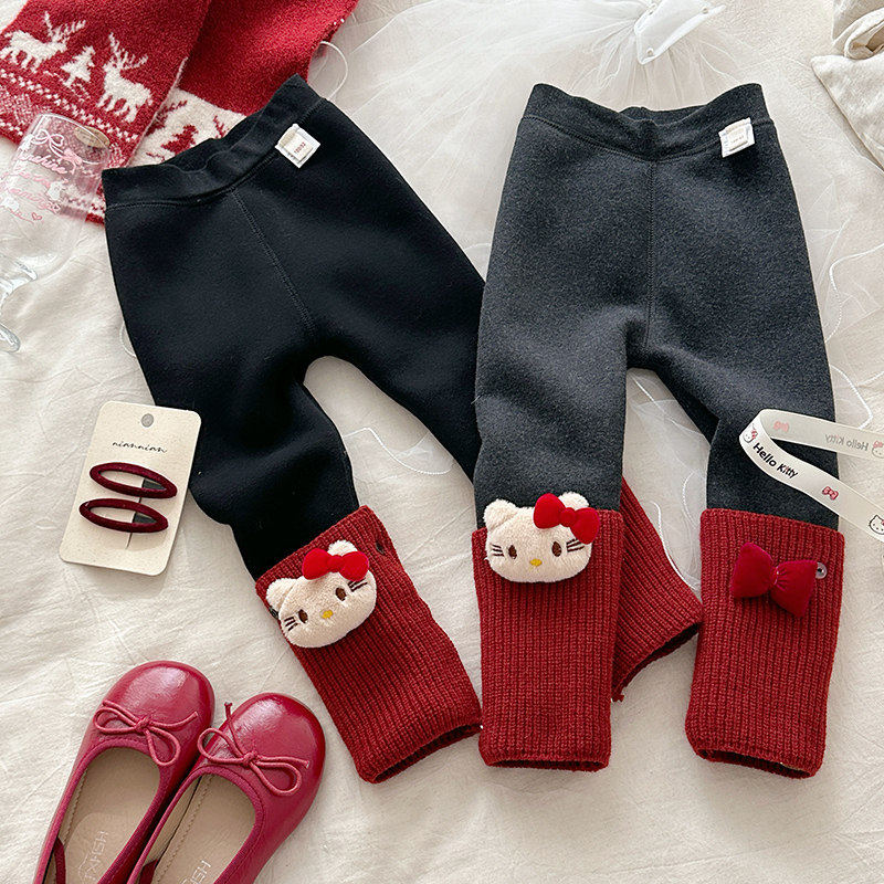女童卡通小熊堆堆袜儿童春秋冬款加绒加厚保暖打底裤女宝宝长裤袜,淘宝优惠券,粉丝福利购,淘宝优惠卷