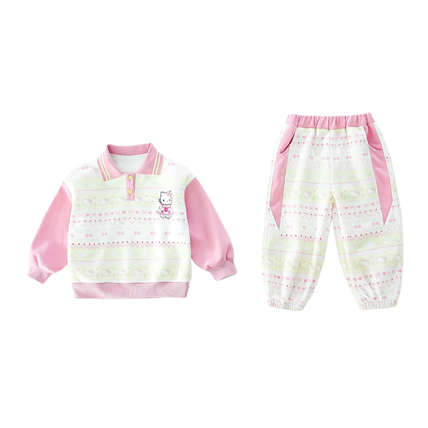 女童polo衫套装春秋2026新款洋气时髦女孩宝宝春季卡通卫衣两件套,淘宝优惠券,粉丝福利购,淘宝优惠卷