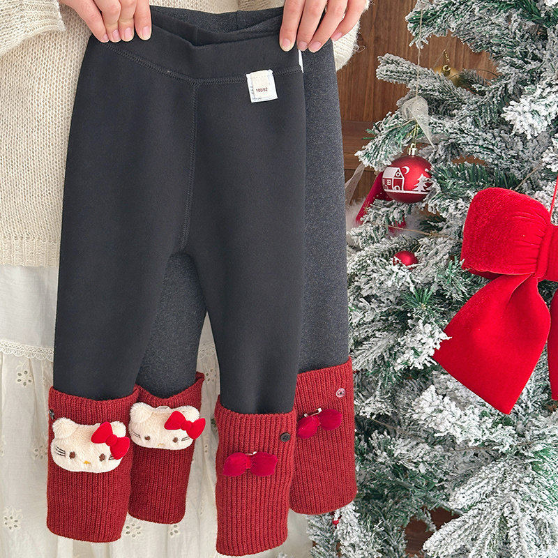 女童卡通小熊堆堆袜儿童春秋冬款加绒加厚保暖打底裤女宝宝长裤袜,淘宝优惠券,粉丝福利购,淘宝优惠卷