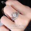 Fugitive Princess Ring Moissanite Adjustable Open Ring Niche High-end S925 Sterling Silver Crown Moissanite Diamond Ring