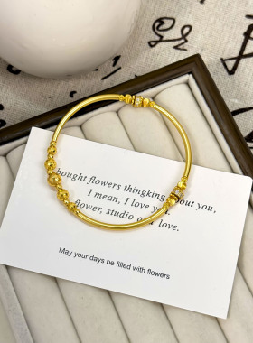 足银999电镀金色弯管蜂巢珠手链