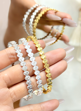 足银999电镀金碎冰钱币手镯