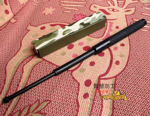 轻质便携聚酯棍塑胶伸缩棍碳素棍子防卫短棍橡胶棒棍三节防身甩棍 - 图2