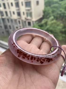 天然冰种紫玉髓玛瑙手镯红朱砂紫罗兰玉石美人镯送妈妈礼物54口径