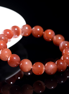 天然7A级红粉兔毛晶圆珠手链