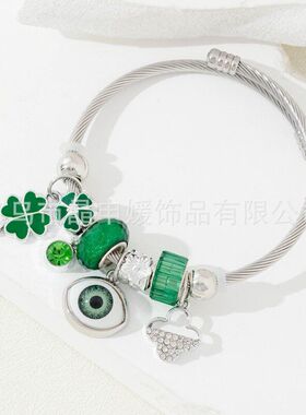 潘家手链跨境爆款手镯水钻恶魔之眼上帝之手四叶草爱心时尚首饰品