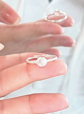 s999纯银几何圆形戒指简约百搭气质手饰高级感食指开口可调节指环