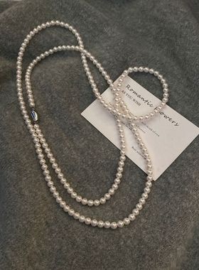 施家珍珠baby小米粒多层叠戴珍珠项链复古法式麻花锁骨链一款多戴