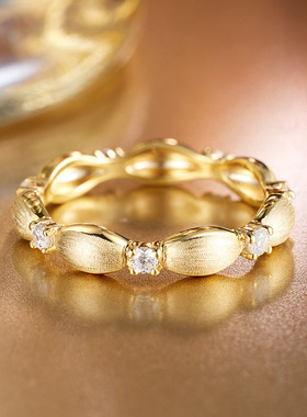 中古风经典拉丝戒指女新款意大利工艺复古小众设计高级感米粒戒指