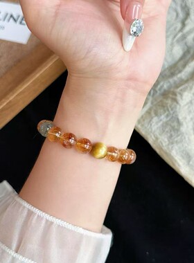 天然黄水晶金虎眼显白手链女款