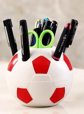 创意圆形足球多功能学生寝室桌面文具办公室笔筒小摆件置物收纳盒