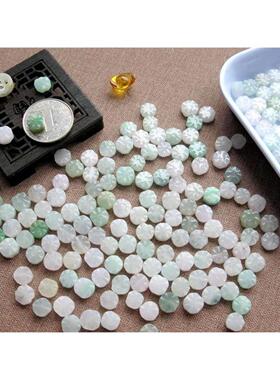 天然A货翡翠玉八卦配件DIY散珠粒挂饰吊坠玉百解玉生肖玉佩玉珠
