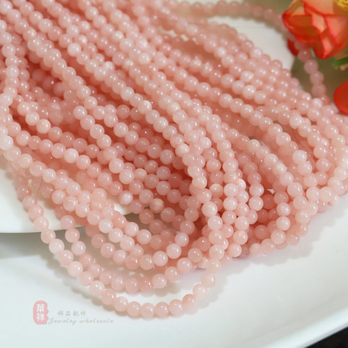 4-12mm天然雪粉色波斯玉石 西瓜粉圆珠散珠子diy手链项链串珠配件 - 图0