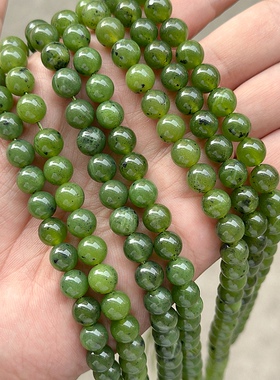 天然高品质加玉圆珠 6-10mm加拿大碧玉石散珠diy手链项链饰品配件