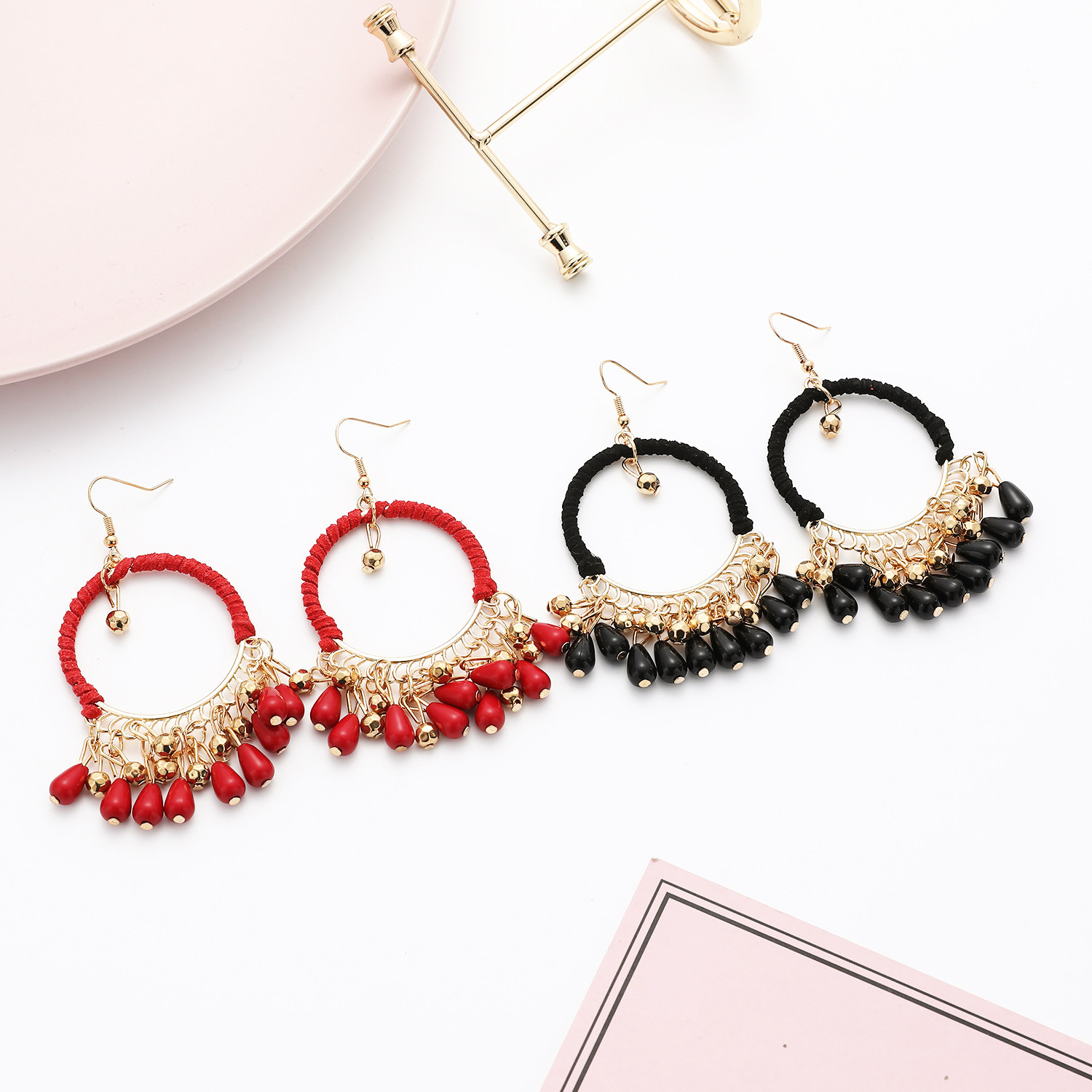 民族风气质手工编织流苏耳环波西米亚复古圆形铃铛耳坠个性时尚新,淘宝优惠券,粉丝福利购,淘宝优惠卷