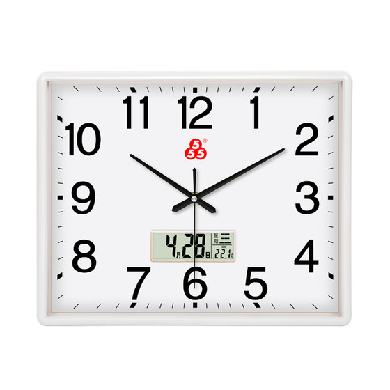 555 three-five clock rectangular living room office wall table modern simple silent quartz clock calendar wall clock