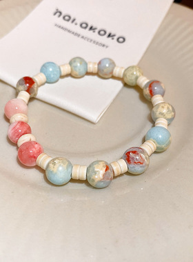 寿山石玛瑙串珠手链国潮ins高级感手串小众百搭小清新手饰批发女