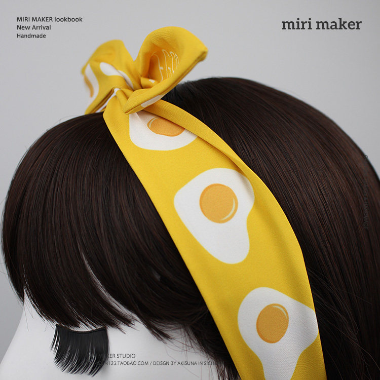 Miri原创手工黄色煎蛋铁丝兔耳朵韩国细窄发带女绑发丝巾头饰发箍,淘宝优惠券,粉丝福利购,淘宝优惠卷