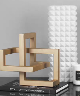 创意金属几何正方体半圆线条摆件样板房售楼处桌面书架饰品摆设