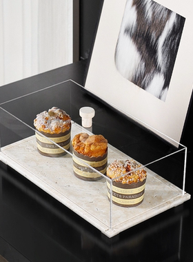 现代大理石亚克力透明罩子防尘收纳盒展会展厅摆件陈列展示盒装饰