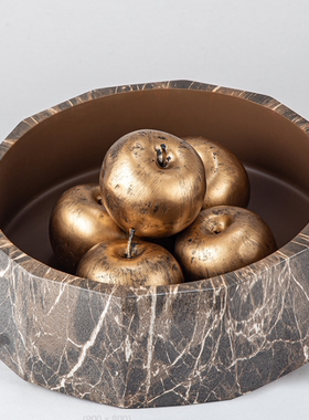 中式侘寂风复古果盘树脂托盘摆件样板房民宿酒店桌面软装饰品摆设