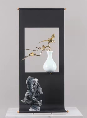 中式样板房售楼处玄关桌面书架摆件售楼处中式家居软装饰品工艺品