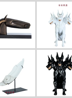 现代简约抽象树脂摆件样板房售楼部家居桌面电视柜书架软装饰品